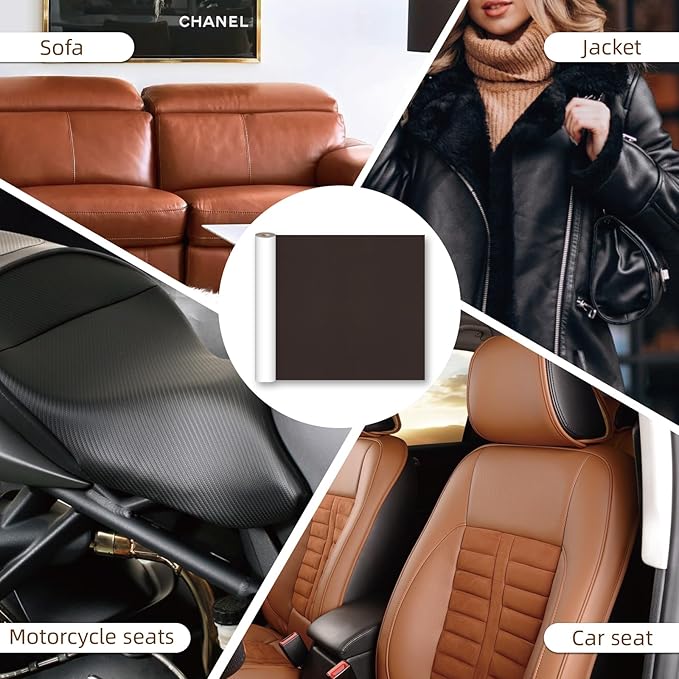 CHEIGHY Leather Repair Kit Self Adhesive Leather Repair Patch for Furniture 15.7X79 inch Vinyl Repair Kit for Couches Car Seats Sofa Office Chair Belt Jackets (Dark Coffee)
