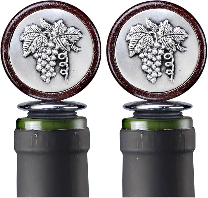 Prodyne Grapes Pewter Medallion Stopper (Pack of 2)