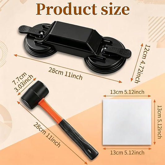 Floor Gap Fixer Tool 2026 New Heavy Duty Floor Gap Repair Tool with Enhanced Suction Cup & Mallet and 5pcs Sticky Pads for Laminate Vinyl Wood Tile Flooring (Black)