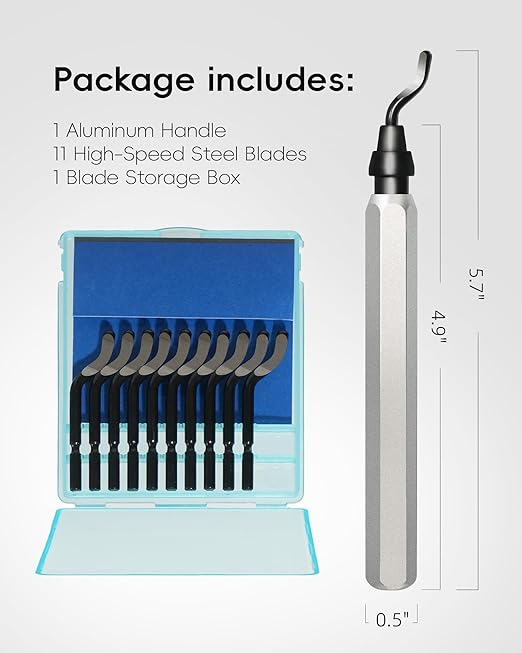 11-Blade Deburring Tool for 3D Printing, Premium High-Speed Steel Blades for Smooth Edge Finishing - Ideal for HVAC, Metal & Resin & Professional Conduit Reaming, 3D Printer Accessories