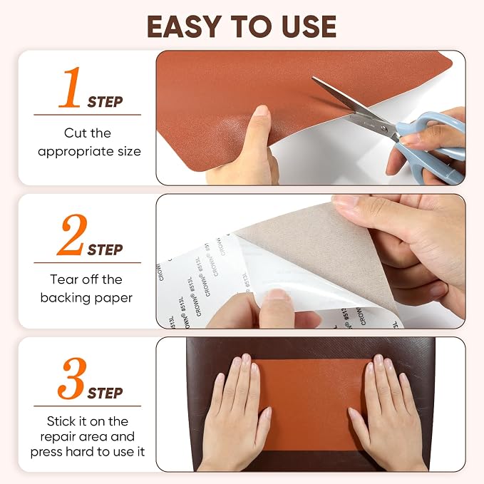 Leather Repair Tape,16 x 30 Inches Self Adhesive Leather Repair Patch,Leather Repair Kit for Furniture,Couches,Car Seats,Cabinets,Handbags(White)