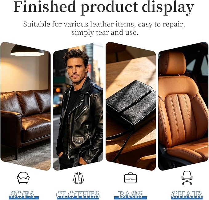 Fadoub Leather Repair Patch Tape Self-Adhesive, 8x11In Heavy Duty Vinyl Patch, Leather Repair Kit for Furniture, Sofa, Couch, Office Chair, Car Seat, Car Interior(Light Brown)