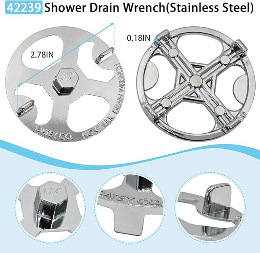 42239 Shower Drain Wrench Compatible with No-Caulk Shower Drains, Drain Pipe Kit