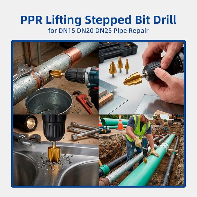 New PPR PVC Pipe Threading and Reaming Tool Kit for Drill, Internal & External Pipe Reaming and Thread Cutting Tool Set for 1/2"(DN15) 3/4"(DN20) PVC Pipe, Plumbing Water Pipe Repair and Maintenance