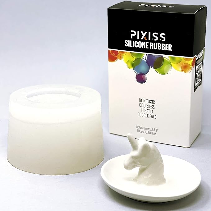Pixiss Silicone Mold Making Kit Liquid Silicone Rubber Bubble Free Translucent Clear Mold Making Silicone-Mixing Ratio 1:1-Molding Silicone for Resin Molds,Silicone Molds DIY(21.16oz)