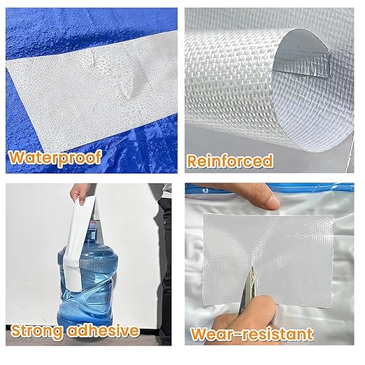 Waterproof Tape Heavy Duty, Tear Resistant Adhesive Tape for Outdoor Repair, Strong Duct Tape for Canvas, Tarp, Tent, Boat Cover, Awning, Vinyl, Plastic - All Weather UV Resistant Patch Kit, White