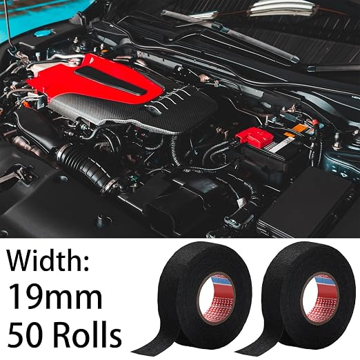 Outus Wire Harness Cloth Electrical Tape Wire Loom Harness Automotive Heat Proof Cloth Tape for Automotive Electrical Wrap Protection Insulation Cable Fixed(50 Roll,3/4 Inch X 49.2 ft)