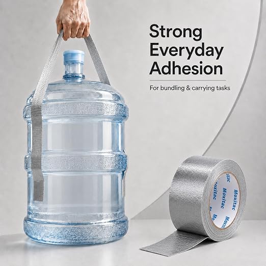Silver Duct Tape Heavy Duty, 2 Rolls, 2 Inch x 30 Yds Each, PE Coated Cloth Tape, Easy Tear by Hand, Water-Resistant Surface for Repairs, Packaging, Bundling, Garage and Workshop