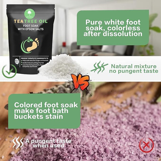 Tea Tree Oil Foot Soak with Epsom Salt - Pedicure Foot Spa for Toenail Fungus Treatment, Nail Discoloration, Stubborn Foot Odor and Itchiness -16 oz