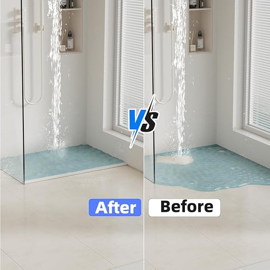 39 Inch Shower Threshold Water Dam Barrier,Silicone Shower Door Bottom Seal for Water Stopper,Flexible Edge Trim for Countertop Water Stopper,Self Adhesive Water Blocker for Bathtub,Transparent