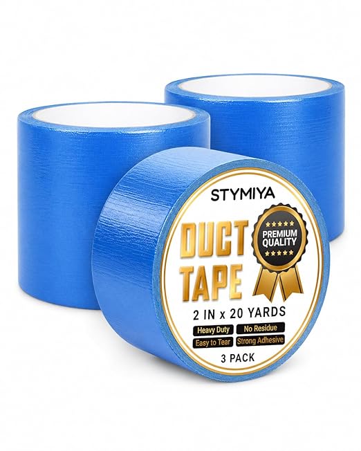 Blue Duct Tape Heavy Duty: Wide Waterproof Outdoor Duck Furniture Repair Tape Bulk - Strong Adhesive Weather UV Resistant No-Residue Masking Tapes Patterns Variety Pack (3, Blue)