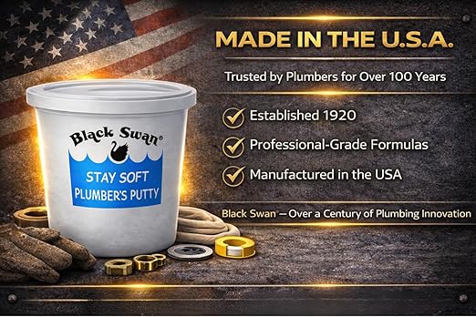 Black Swan Stay Soft Plumbers Putty, 28oz - Crack-Resistant, Ideal for Sink Drain, Faucets & Fixtures, Stretchable Plumber Putty - White