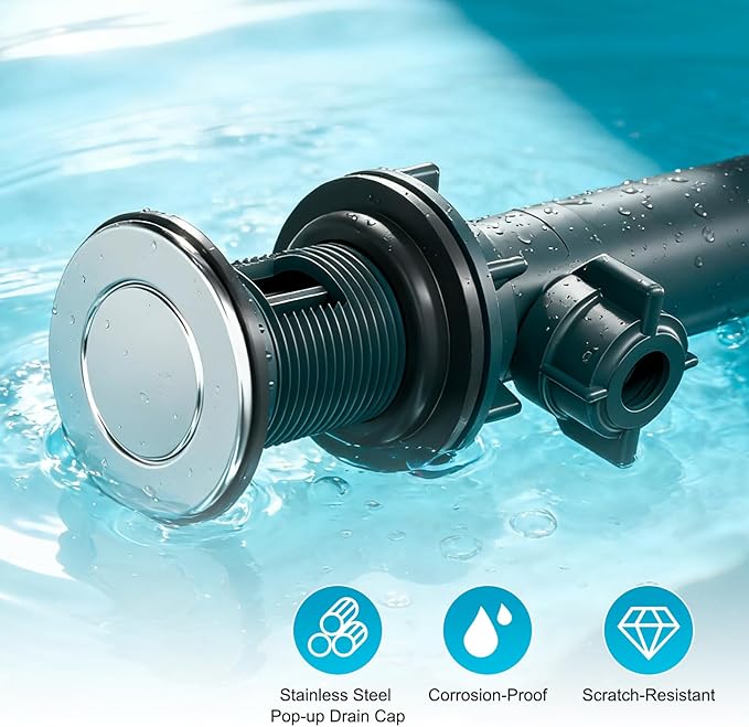 Hibbent 2 Pack Bathroom Sink Drain Assembly with Lift Rod, Lavatory Universal Pop Up Drain Stopper with Overflow for Bathroom Vanity Vessel Sink, Compatible with Moen, American Standard Hole, Chrome