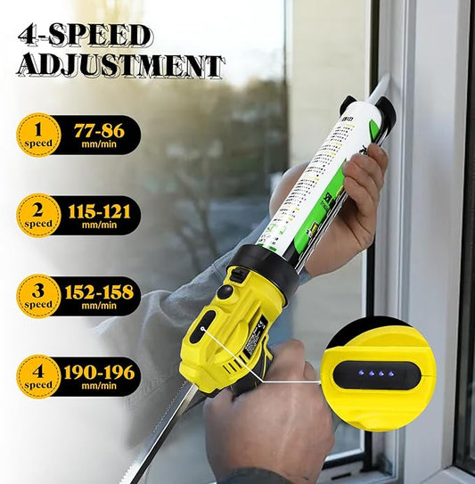 Cordless Caulking Gun Compatible for DeWalt 20V Max Battery, 10 Oz/300ml Electric Silicone Gun,with LED Light,4 Adjustable Speed for Filling, Sealing, Repair(No Battery)