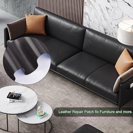 Leather Repair Patch, Self-Adhesive Leather Repair Tape, Large Reupholster Leather Patches for Furniture Couch Chairs Car Seat (Dark Brown(Fine-Grained), 36x79 inch)