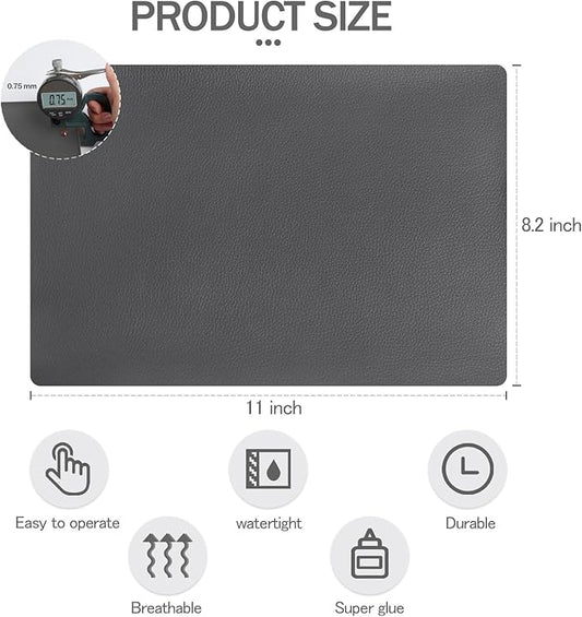 CHEIGHY 2pcs Self-Adhesive Leather Repair Kit for Furniture, Couches, Car Seats 8.2X11 Inch PU Vinyl Leather Patch Tape for Sofa, Office Chairs, Jackets (Dark Grey)