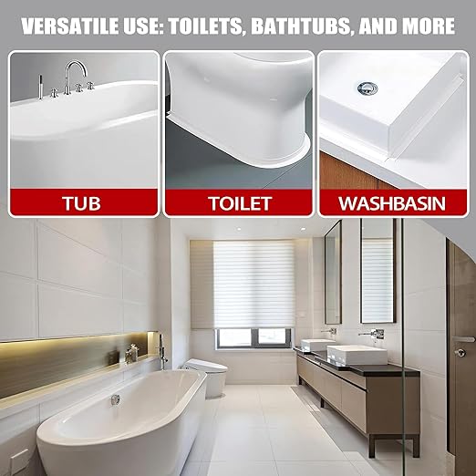 Caulk Strip Tape for Bath Kitchen, White Narrow Self-Adhesive Decorative Sealing Tape, Used for Kitchen Sink Toilet Bathroom Bathtub Floor Wall Edge Protector 4pack