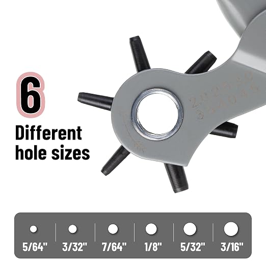 UNCO- Leather Hole Punch Tool, Multi Hole Sizes for Belts and Leather, Belt Hole Puncher, Purple Handle