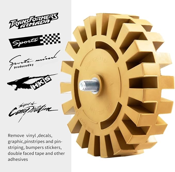 CowboyBOB Decal Remover Eraser Wheel Rubber Wheel for Drill Removes Car Stripes Vinyl Tapes and Graphics Rubber Eraser Wheel Tool Kit for Cars, RV, Motorcycles Sticker Remover Tool 1 Pack