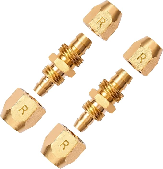 2 Pack Soild Brass HPT Air Reusable Hose Splicer Repair Kit,Air Hose Fitting for 3/8-Inch ID Rubber Hose
