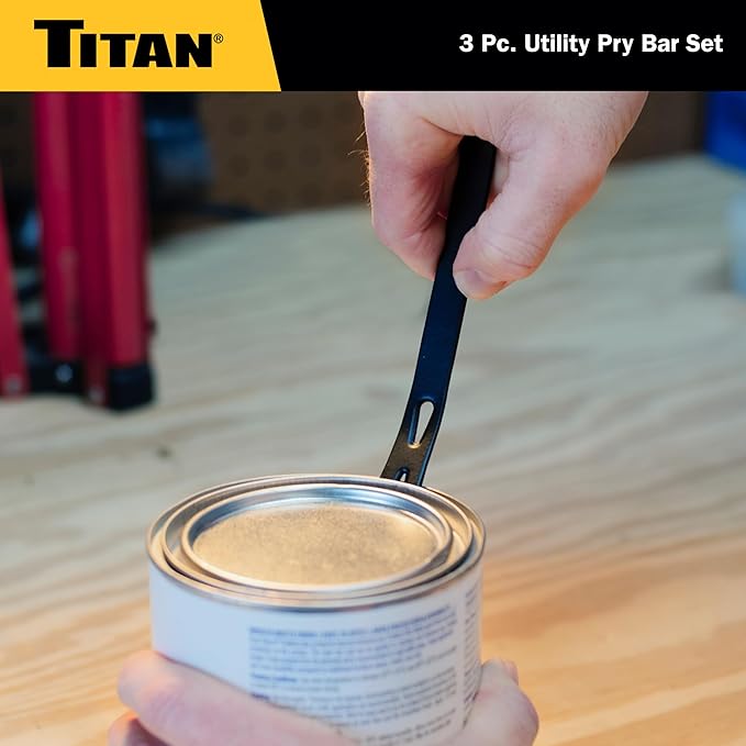 Titan 17121 3-Piece Flat Pry Bar set, 5.5", 7.5" & 9.5"Utility Claw Bars with Nail Puller, Forged Steel Wonder Bar