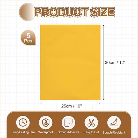 MECCANIXITY 5 Pcs Leather Repair Patch 10"x12" Self-Adhesive Leather Vinyl Repair Tape Kit for Furniture Couches Sofa Chair Car Boat Seats Jackets, Yellow