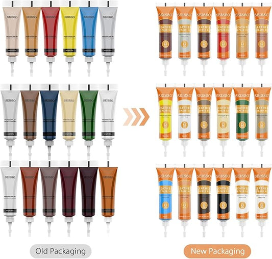 18 Colors Leather Repair Kit - for Furniture Car Seats Couches Sofa Shoes Boat, Leather Dye Filler Paint Restore Scratches Tears Holes, Purses, Jacket, Vinyl Repair Kit Bonded Leather Genuine Italian