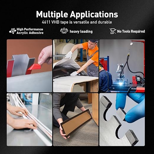 Double Sided Tape Heavy Duty Mounting Tape 1" x 18Ft Made of 3M 4611F Gray Strong Adhesive for Reliable Bonding Waterproof Foam Tape for Home Office Car Decorative Materials and Trims