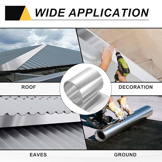 uxcell Aluminum Flashing Roll, 12in x 3.3ft Metal Roof Panels 0.2mm Waterproof Aluminum Sheet Roll for House Repair, Roof Flashing, Sealing Windows Doors, DIY Projects