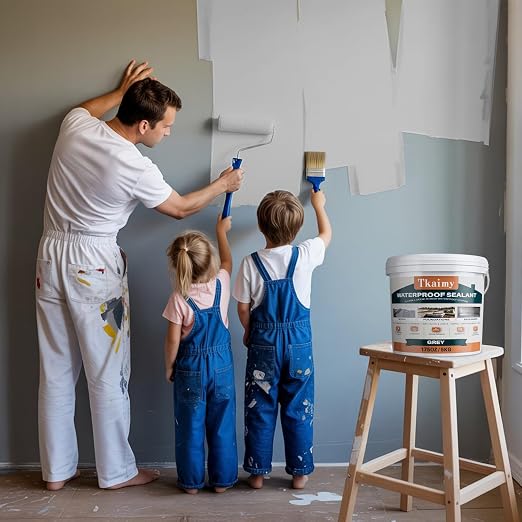 Tkaimy Polyurethane Waterproof Sealant 175oz(5kg), Grey, Fix Leaks & Cracks | Waterproof seal. Stops leaks. Preserves original look. Easy brush, roll, or spray application.
