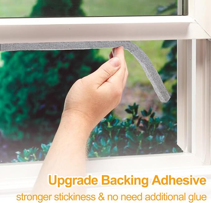 High Density Foam Tape Air Conditioner Window Seal, 2x1 Inch Thick Foam Stripe with Adhesive for Window AC Insulation, Weather Stripping for Doors and Windows Insulation, AC Foam Tape, Gray