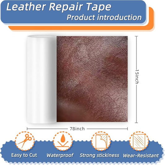 Self Adhesive Faux Leather Repair Patch,1Roll 15x78 Inch Leather Repair Tape for Furniture,Couch Tape for Couches,Bed,Car Seats,Chair,Red Brown