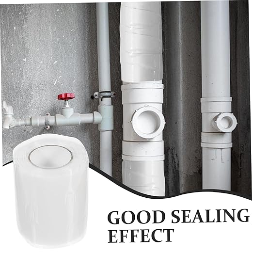 PRETYZOOM Water Pipe Repair Tape Wide Long White Silicone Rubber Sealant Tape Easy Application for Leak Fix
