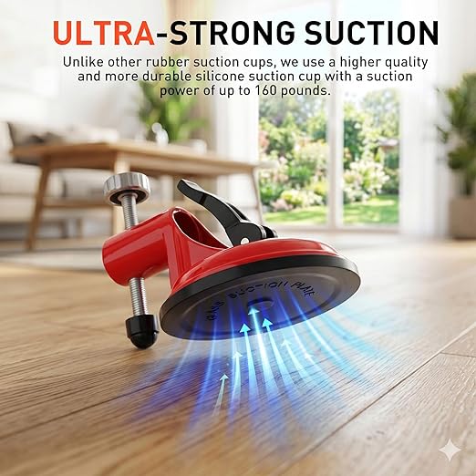 2-in-1 Floor Gap Fixer Tool & Tile Leveling System, Heavy Duty Single Suction Cup Plank Grabber with 6 Sticky Pads, Zero-Impact Laminate Vinyl Wood Flooring Repair Kit
