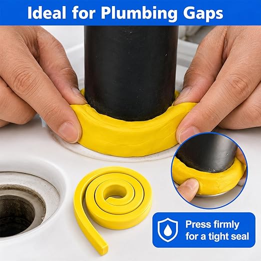 3Pack Moldable Silicone Putty, Non Hardening Waterproof Sealant Compound, Reusable & Pliable Seal Putty for Metal, Glass, Wood, Ceramic, Bathroom, Pipes and Wall Gaps Repair (Yellow)