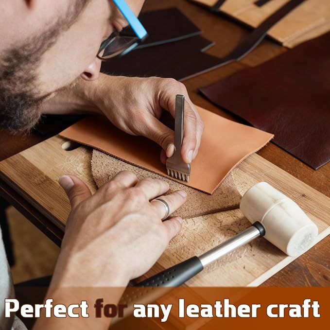 Amylove 30 Pcs Genuine Leather Scraps for Craft 12 x 7.8 Inch Tooling Leather Sheets Material(Brown)