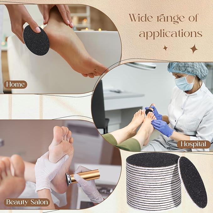 Gisafai 250 Pcs 100 Grit Sanding Replacement Pad Bulk Sandpaper Disk for Electric Foot File Callus Remover Tool Black Foot File Disc for Men Women Heels Dead Cracked Skin Dry Dead Skin Removal