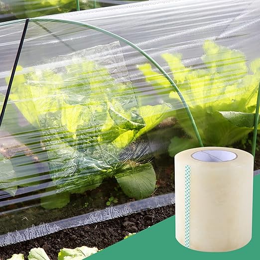 Greenhouse Repair Tape, 6.3 mil Thickness Greenhouse Plastic Tape, Clear UV Resistant Greenhouse Sheeting Coverings Film Tape(2inX263ft)