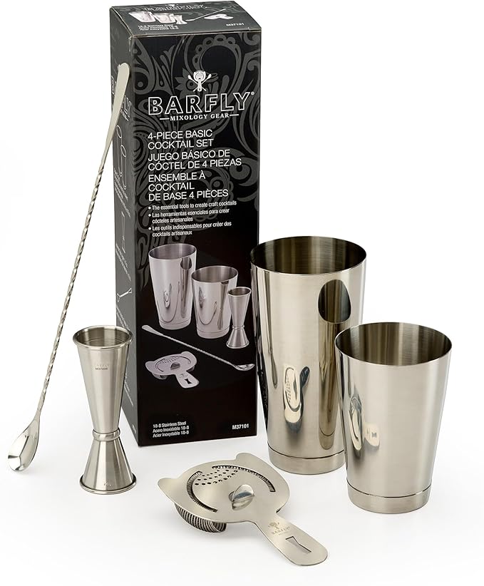 Barfly M37101 Basics Cocktail Set, 5-Piece, Stainless Steel