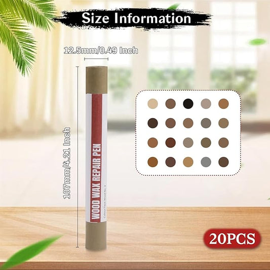 Wood Filler Sticks 20 Colors Repair Wax Sticks Kit Furniture Touch Up Crayons for Repairing Scratches Holes Cracks Wood Floor Tables Cabinets Doors Hardwood(Technicolor Series)