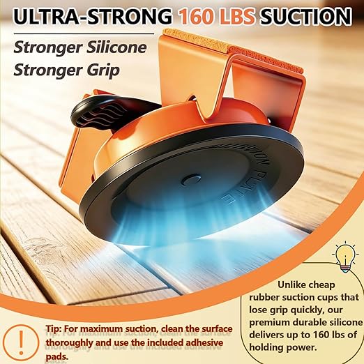 Floor Gap Fixer Tool,2026 Upgrade Heavy Duty 45°Floor Gap Fixer Suction Cup Tool with 10pcs Sticky Pads,Rubber Mallet & Slot Cutter for Laminate Vinyl Flooring Tools(Orange)