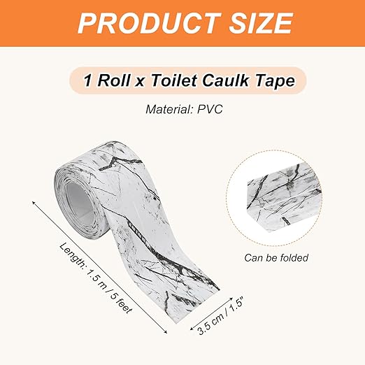 PATIKIL Caulk Tape Waterproof Self Adhesive, PVC Toilet Caulking Sealant Strip Bathtub Caulk Sealing Strip Tape for Bathroom Kitchen Countertop, Ink Stone Pattern (1.5 Inch x 5 Ft)