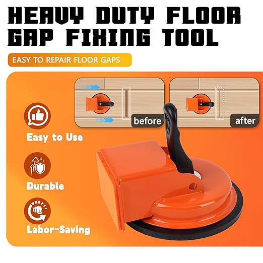 Heavy Duty Floor Gap Fixer Tool, Plank Grabber with Suction Cup(D: 4.84 Inch), Flooring Gap Repair Tool for Wood, Tile, Vinyl, Laminate Flooring Tools, Ideal for Smooth Surfaces of 5 Inches and Above