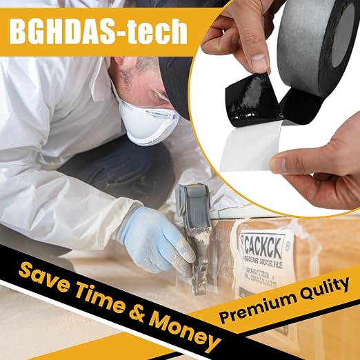 Bghdas - 2 Pack Butyl Sealant Tape 2" X 90' - Double Sided - Black Vapor Barrier Butyl Tape for Wall of Crawl Space, Rv Windows, Deck Boat, Crawlspace (Waterproof, Weatherproof)