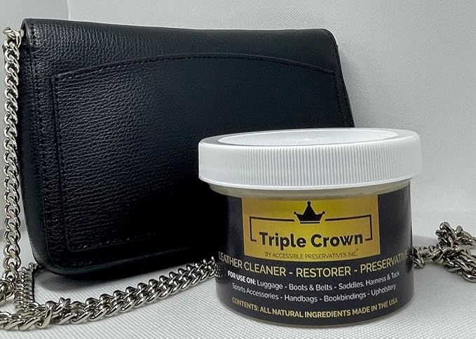 Triple Crown Leather Preservative & Restorer (8 oz.); 80 Year Old Fredelka Formula Hand-Poured by Accessible Preservatives; For Use on Boots, Bags, Books & More. Made in the U.S.A