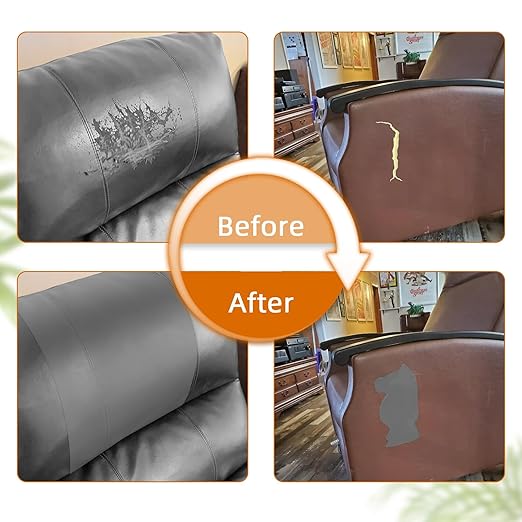 BSZHTECH Leather Repair Tape Self-Adhesive Leather Repair Patch for Couch Furniture Sofas Car Seats Advanced PU Vinyl Leather Repair Kit(Grey,2Pcs 8.2X11 inch)