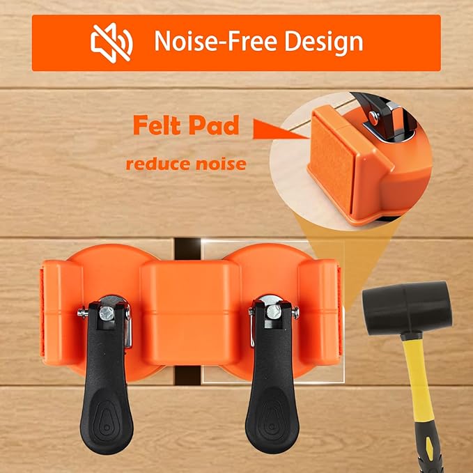 Floor Gap Fixer Tool - Dual Suction Cup Plank Grabber Floor Fix Pro - Orange Heavy Duty Laminate Floor Gap Repair Tool with 10 Sticky Pads for Vinyl Wood Plank Flooring