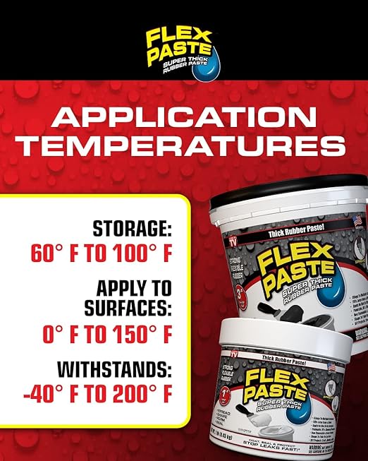 Flex Paste, Waterproof Paintable Putty, Spackle Sealant, Fill Gaps Cracks Holes - Block Out Water and Air - UV Resistant - Walls, Drywall, EPDM, Concrete, Roof, RV Repairs, White, Quart
