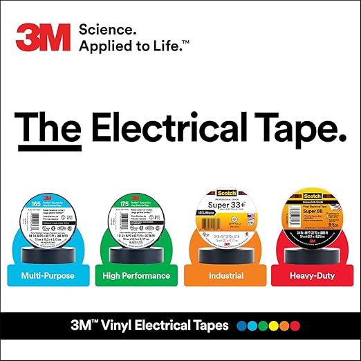 3M Scotch Super 33+ Electrical Tape - 2 in x 36 yd (108 ft), Premium Grade All-Weather Vinyl, Resistant to Abrasion, Moisture, Corrosion, Alkalies - Long Roll, 1 in Core, Black, 1 Roll