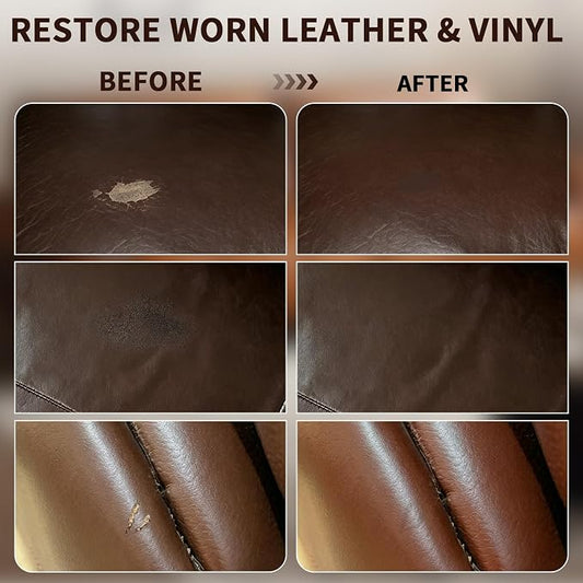 Leather & Vinyl Repair Kit, DIY Color Repair for Cracks,Scratches,10 Color | Blendable Colors; Flexible Formula; Strong Adhesion; Smooth Finish; Fast Drying; Long-Lasting Repair